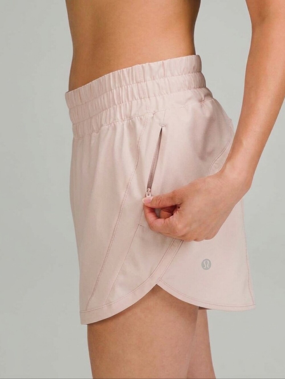 Lululemon Track That Mid-Rise Lined Shorts Size 6 Fits Small Pale Pink Running